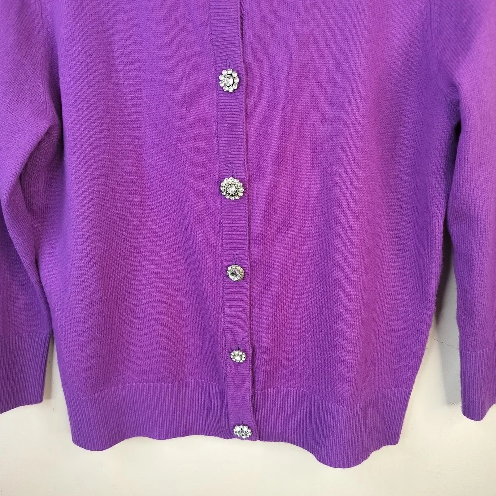 Kate Spade Wool Cashmere Cardigan Small Womens Rhinestone Button Preppy Purple